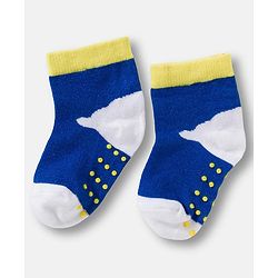 Cute Walk by Babyhug Non Terry Knit Ankle Length Anti Bacterial Anti Skid Socks With Cloud Print Pack Of 3 - Blue Red & Light Blue