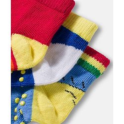 Cute Walk by Babyhug Non Terry Knit Ankle Length Anti Bacterial Anti Skid Socks With Cloud Print Pack Of 3 - Blue Red & Light Blue