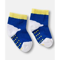 Cute Walk by Babyhug Non Terry Knit Ankle Length Anti Bacterial Anti Skid Socks With Cloud Print Pack Of 3 - Blue Red & Light Blue