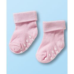 Cute Walk by Babyhug Non Terry Knit Ankle Length Anti Bacterial Anti Skid Socks With  Design Pack Of 3 - Pink Black & Dark Pink