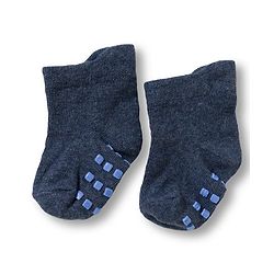 Cute Walk by Babyhug Non Terry Knit Ankle Length Anti Bacterial Anti Skid Socks With Stripes Pack Of 3 - Navy Blue Light Blue & Black