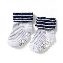 Cute Walk by Babyhug Non Terry Knit Ankle Length Anti Bacterial Anti Skid Socks With Stripes Pack Of 3 - Blue Grey & Black