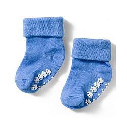 Cute Walk by Babyhug Non Terry Knit Ankle Length Anti Bacterial Anti Skid Socks With Stripes Pack Of 3 - Blue Grey & Black