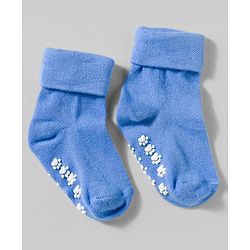 Cute Walk by Babyhug Non Terry Knit Ankle Length Anti Bacterial Anti Skid Socks With Stripes Pack Of 3 - Blue Grey & Black