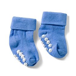 Cute Walk by Babyhug Non Terry Knit Ankle Length Anti Bacterial Anti Skid Socks With Stripes Pack Of 3 - Blue Grey & Black