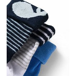 Cute Walk by Babyhug Non Terry Knit Ankle Length Anti Bacterial Anti Skid Socks With Stripes Pack Of 3 - Blue Grey & Black