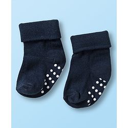 Cute Walk by Babyhug Non Terry Knit Ankle Length Anti Bacterial Anti Skid Socks With Stripes Pack Of 3 - Black White & Grey