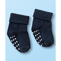 Cute Walk by Babyhug Non Terry Knit Ankle Length Anti Bacterial Anti Skid Socks With Stripes Pack Of 3 - Black White & Grey