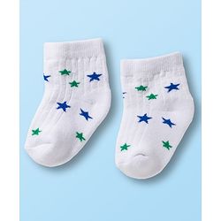 Cutewalk by Babyhug Non Terry Ankle Length Anti-Bacterial Socks With Star Design Pack of 3 - White
