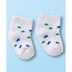 Cutewalk by Babyhug Non Terry Ankle Length Anti-Bacterial Socks With Star Design Pack of 3 - White