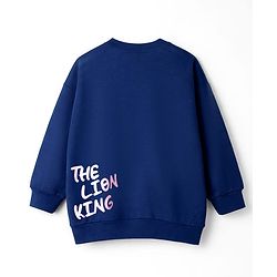 Babyhug Disney Terry Knit Full Sleeves T-Shirt & Track Pant Set with Lion King Front & Back Graphic with Badge Detailing - Navy Blue & Pink