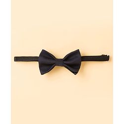 Babyhug Woven Full Sleeves Solid Colour 3 Piece Party Suit With Waistcoat & Bow - Navy Blue & White