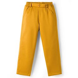 Babyhug Knit Full Sleeves Solid 3 Piece Party Suit With Bow - Mustard