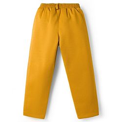Babyhug Knit Full Sleeves Solid 3 Piece Party Suit With Bow - Mustard