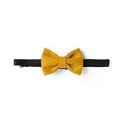 Babyhug Knit Full Sleeves Solid 3 Piece Party Suit With Bow - Mustard