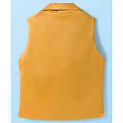 Babyhug Knit Full Sleeves Solid Color 3 Piece Party Suit with Bow - Yellow