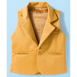 Babyhug Knit Full Sleeves Solid Color 3 Piece Party Suit with Bow - Yellow
