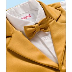 Babyhug Knit Full Sleeves Solid Color 3 Piece Party Suit with Bow - Yellow