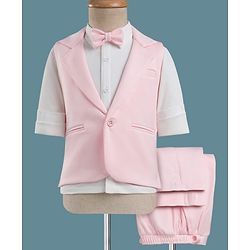 Babyhug Knit Full Sleeves Solid 3 Piece Party Suit - Light Pink