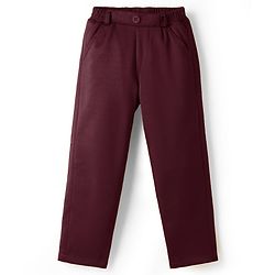 Babyhug Knit Full Sleeves Solid 3 Piece Party Suit With Bow - Wine