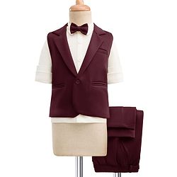 Babyhug Knit Full Sleeves Solid 3 Piece Party Suit With Bow - Wine