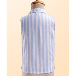 Babyhug Knit Full Sleeves Solid & Striped 3 Piece Party Suit with Bow - Light Blue