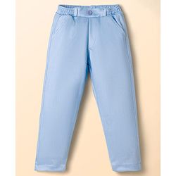 Babyhug Knit Full Sleeves Solid & Striped 3 Piece Party Suit with Bow - Light Blue