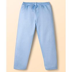 Babyhug Knit Full Sleeves Solid & Striped 3 Piece Party Suit with Bow - Light Blue
