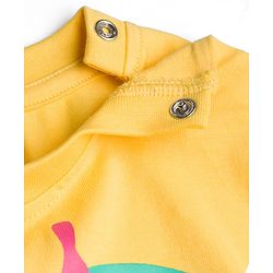 Babyhug Cotton Knit Drop Shoulder Half Sleeves Oversized T-Shirt With Cherry Print - Yellow