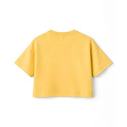 Babyhug Cotton Knit Drop Shoulder Half Sleeves Oversized T-Shirt With Cherry Print - Yellow