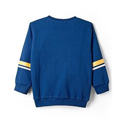 Babyhug Terry Knit Full Sleeves T-Shirt & Trouser Set With Tokyo Print - Blue