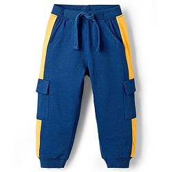 Babyhug Terry Knit Full Sleeves T-Shirt & Trouser Set With Tokyo Print - Blue