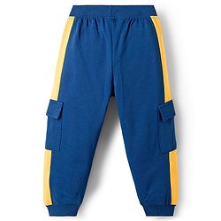 Babyhug Terry Knit Full Sleeves T-Shirt & Trouser Set With Tokyo Print - Blue