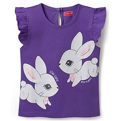 Babyhug Cotton Knit Frill Sleeves T-Shirt With Polka Dot & Floral Print Pack Of 3 - Pink Purple & Yellow