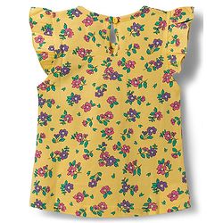 Babyhug Cotton Knit Frill Sleeves T-Shirt With Polka Dot & Floral Print Pack Of 3 - Pink Purple & Yellow