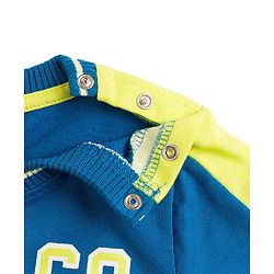Babyhug Terry Knit Full Sleeves T-Shirt & Lounge Pant Set With Chicago Players Print - Blue