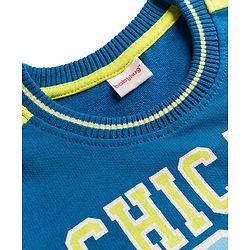 Babyhug Terry Knit Full Sleeves T-Shirt & Lounge Pant Set With Chicago Players Print - Blue