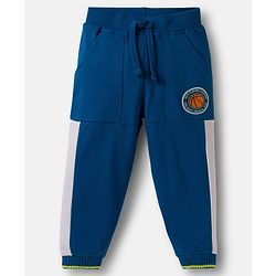 Babyhug Terry Knit Full Sleeves T-Shirt & Lounge Pant Set With Chicago Players Print - Blue