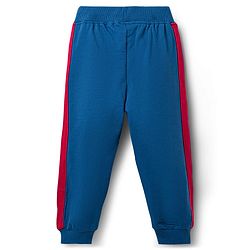 Babyhug Terry Knit Full Sleeves Hooded Sweatjacket & Lounge Pant Set With Forever Chicago Print - Maroon & Blue