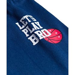 Babyhug Single Jersey Knit Full Length Lounge Pant with Text Graphic - Navy Blue