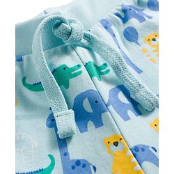 Babyhug Single Jersey Knit Full Length Lounge Pant With Jungle Theme Print - Blue