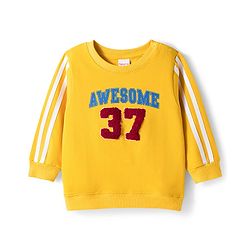 Babyhug Terry Knit Full Sleeves T-Shirt & Denim Jeans Set with Awesome Print - Yellow & Blue