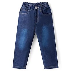 Babyhug Terry Knit Full Sleeves T-Shirt & Denim Jeans Set with Awesome Print - Yellow & Blue