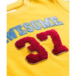 Babyhug Terry Knit Full Sleeves T-Shirt & Denim Jeans Set with Awesome Print - Yellow & Blue