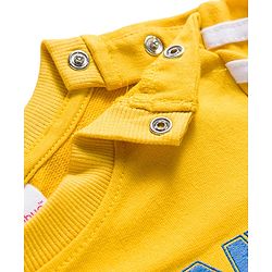 Babyhug Terry Knit Full Sleeves T-Shirt & Denim Jeans Set with Awesome Print - Yellow & Blue
