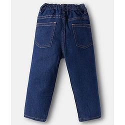 Babyhug Terry Knit Full Sleeves Striped T-Shirt & Denim Jeans Set with Patch Detailing -Blue