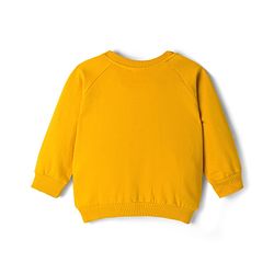 Babyhug Terry Knit Full Raglan Sleeves T-Shirt & Denim Jeans Set With Text Print - Yellow & Blue