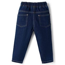 Babyhug Terry Knit Full Raglan Sleeves T-Shirt & Denim Jeans Set With Text Print - Yellow & Blue