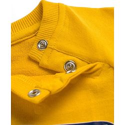 Babyhug Terry Knit Full Raglan Sleeves T-Shirt & Denim Jeans Set With Text Print - Yellow & Blue