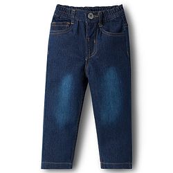 Babyhug Terry Knit Full Sleeves Hooded T-Shirt & Denim Jeans Set with Find Your Fun Print -Blue & Red